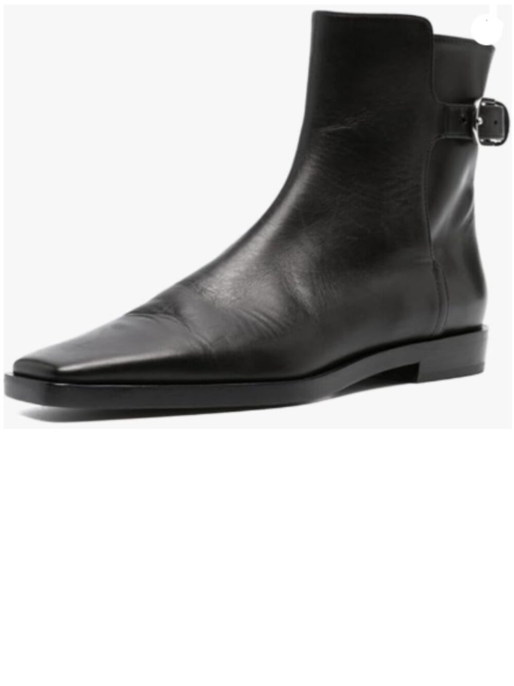 Black Women Square Closed Toe Ankle Boot Strap Buckle Low Heel Short Booties